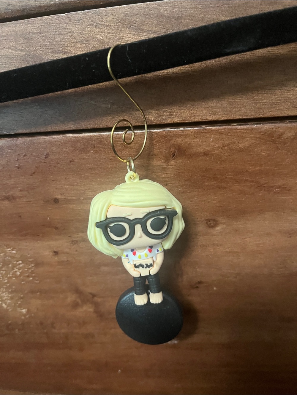 Blonde Figure Hanging Ornament with Black Glasses - Home Accent